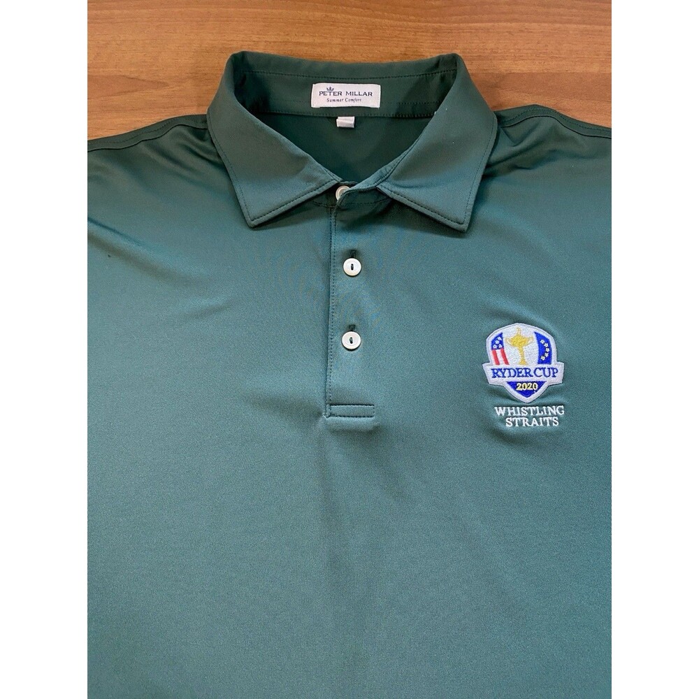 Peter Millar Men’s L Ryder Cup Golf Polo Shirt Green Whistling Straits 2020